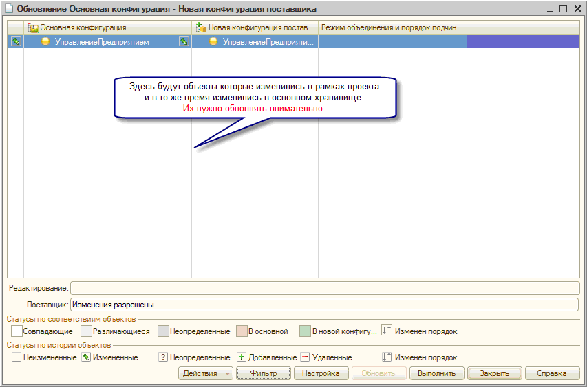 Результат фильтрации дважды измененных свойств